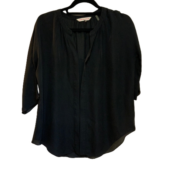 Rebecca Taylor Tops - Rebecca Taylor Silk Black Solid 3/4 Sleeve Silk Top Size 10